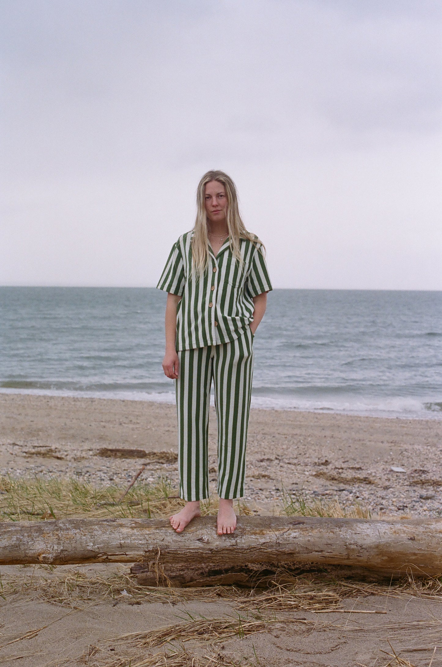 Weekend Pant | Green Stripe
